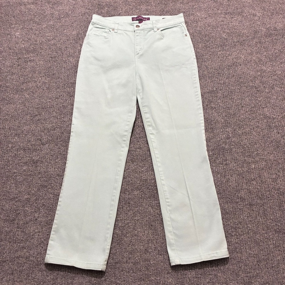 Gloria Vanderbilt Amanda Womens Jeans Size 8P Mint Green Straight Mid Rise